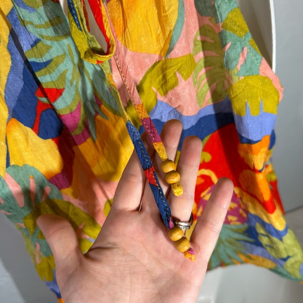 Christian Siriano Tropical Print Halter Tank Top S Multicolor Rayon Resort - Picture 7 of 8